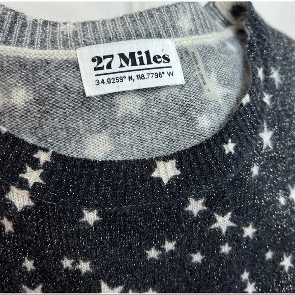 27 Miles Malibu Womens Sz S 100% CASHMERE Black Metallic Star Dipper Sweater - Picture 11 of 11
